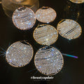 Crystal Pave Oversized Round Disc Statement Earrings view 1