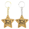 Wood Star You're a Star Keep Shining Keychain Gold Silver view 5