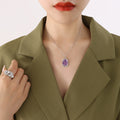Natural Stone Square Bezel Pendant Necklace Gold Or Steel view 8