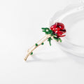 Red Green Rose Crystal Enamel Metal Brooch Pin for Jackets and Lapels view 4