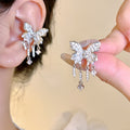 Silver Tone Crystal Butterfly Tassel Fashion Ear Cuffs view 3
