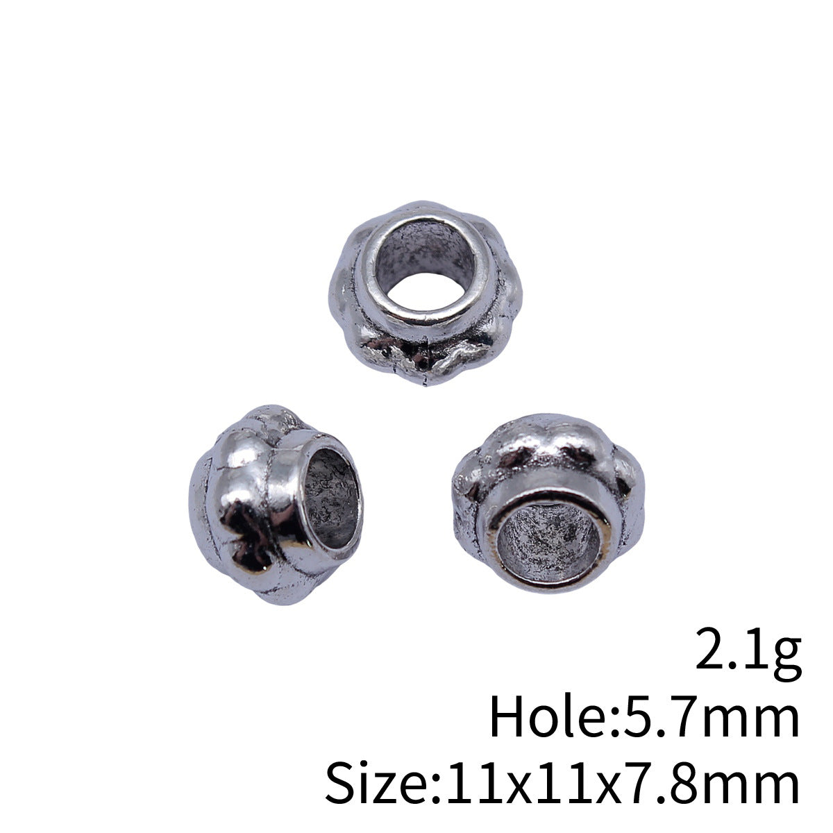 11x11x7.8mm 2.1g Antique Silver Zinc Alloy Large Hole Spacer Beads for Handmade Jewelry Making