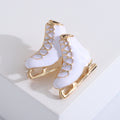 Enamel Ice Skate Brooch Gold Blade White Black Red Yellow view 3
