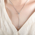 Metal Knot Lariat Snake Chain Y Necklace Gold and Steel view 6