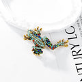 Green Gold Tone Frog Crystal Metal Brooch Pin for Jackets and Lapels view 4