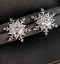 Crystal Snowflake Stud Earrings in Gold and Silver Tones view 7