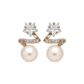 Silver Crystal Star and Pearl Drop Stud Earrings Fashion Jewelry view 5