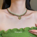 Beaded Lace Statement Choker Necklaces with Teardrop Charms view 3
