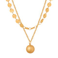 Gold Layered Disc Chain Frosted Ball Pendant Necklace view 5