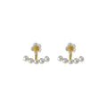 White Flower Gold Center Pearl Jacket Dual Wear Studs Pair view 5