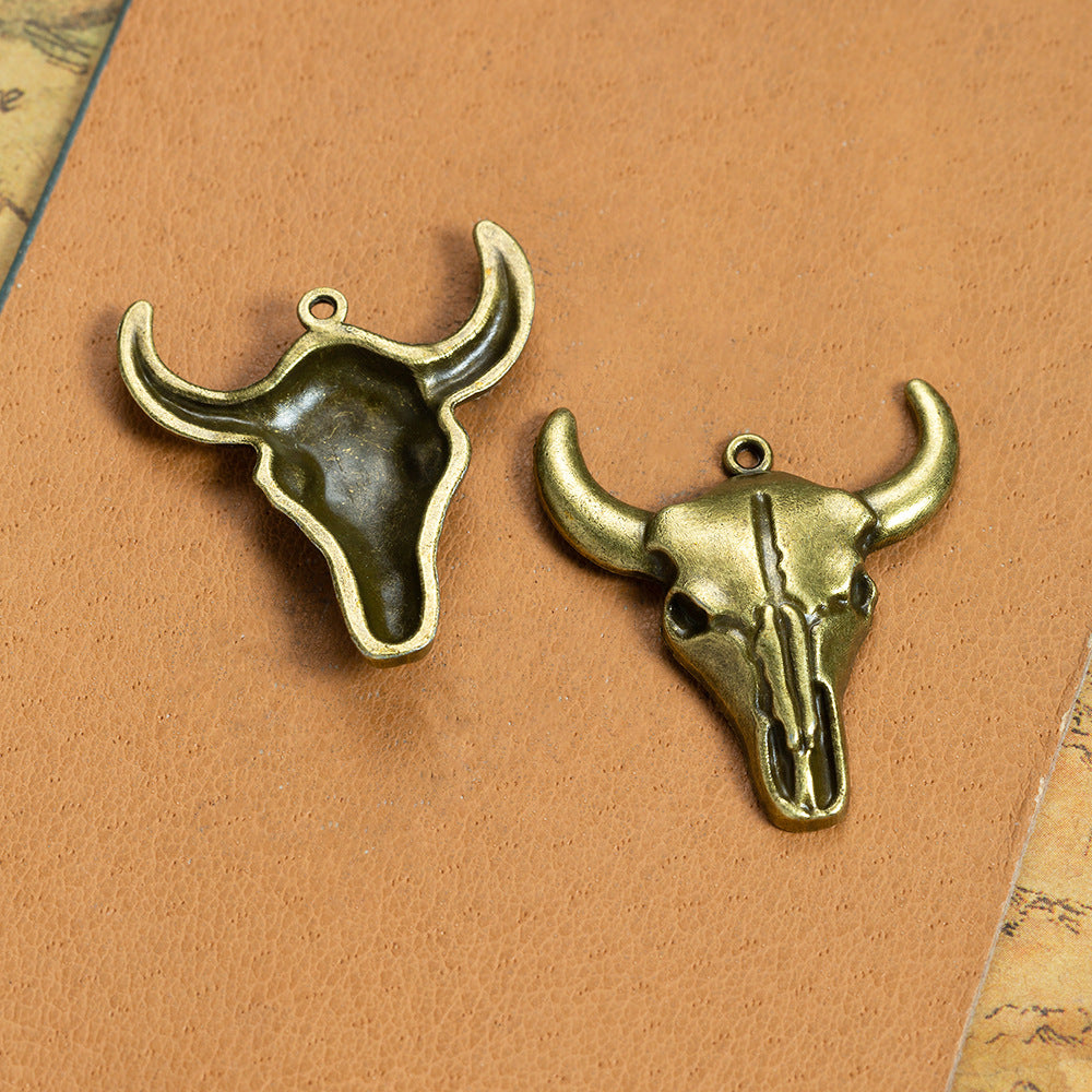 Bull Head Alloy Charm Pendant 31x28mm