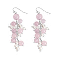Pink Crystal Pearl Cluster Tassel Drop Earrings Pair view 5