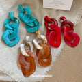 Chunky Resin Chain Link Stud Earrings in Three Colors view 4