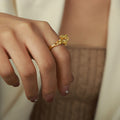 Gold Open Deer Ring Polished Cartoon Animal Band Design view 3