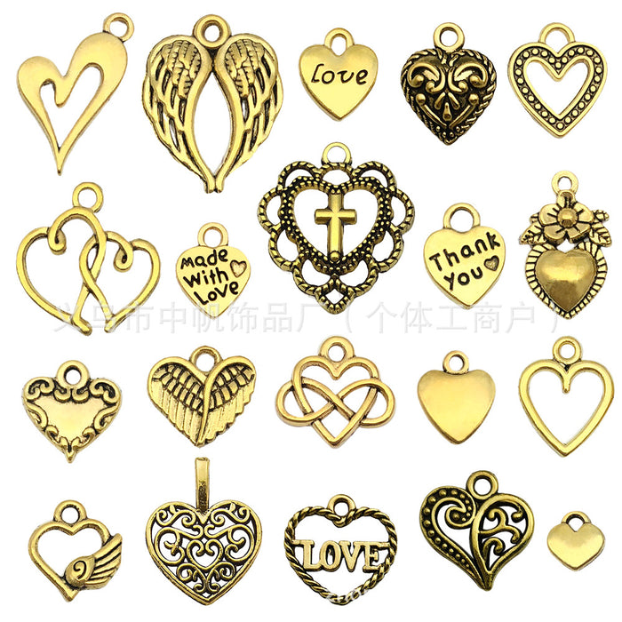 Matte Gold-Tone Heart and Letter Metal Charms with 26 Listed Options