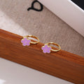 Nine Color Mini Flower Gold Tone Small Huggie Earrings view 7