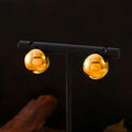 Gold Silver Hollow Dome Ball Stud Earrings Polished Metal view 2