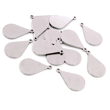 Polished Stainless Steel Teardrop Pendants with Top Holes