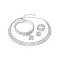 One to Five Row Four Piece Clear Look Jewelry Sets view 5