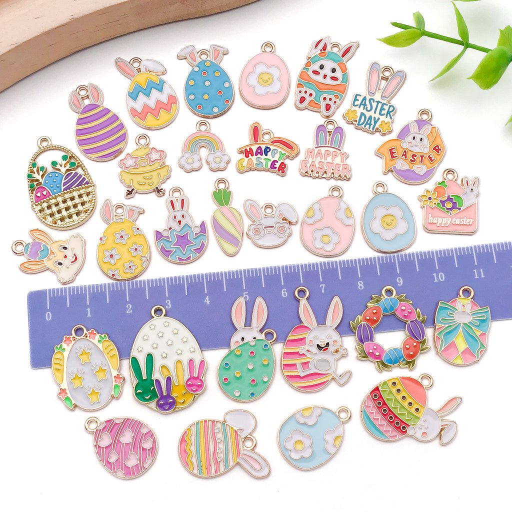 Enamel Zinc Alloy Easter Egg Rabbit Charm Pendant for DIY Necklace Jewelry Making