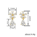 Gold Tone Flower Clear Teardrop Stud Earrings Polished Jewelry Accessory view 4