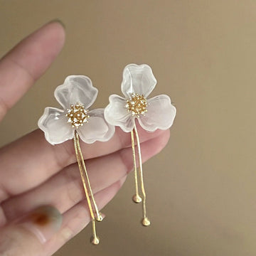 White Floral Pearl and Shell Drop Earrings Assortment