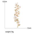 Pearl Blossom Branch Brooch with Five Flowers Decorative Metal Pin view 5