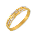 Gold Geometric Link Bangle Bracelet with Rhinestone Inlays view 5