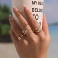 Open Zircon Band Triple Stone Flower Rings Eight Styles view 3