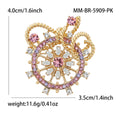 Crystal Ship Anchor Brooch in Blue or Pink Colorways view 7