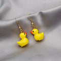 Yellow Cartoon Duck Novelty Long Dangle Hook Earrings view 1
