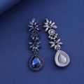 Blue Silver Tone Flower Crystal Four Designs Metal Dangle Earrings view 4