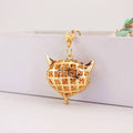 Gold-Tone Alloy Fox Head Keychain With Clear Rhinestones view 4