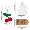 Red Crochet Cherry Pair Keychain Green Leaf Metal Ring view 2