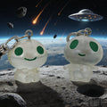 Glow-in-the-Dark Green-Eyed Alien Figure Keychains in Seven Poses view 3