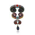 Multicolor Rhinestone Bull Horn Brooch Enamel Drop Pin view 5