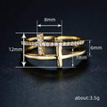 Double Band Open T-Bar Pave Crystal Ring Two Tones Sizes 6-10 view 4