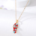 Gold Tone Slipper Evil Eye Pendant Necklaces in Red and Black view 3