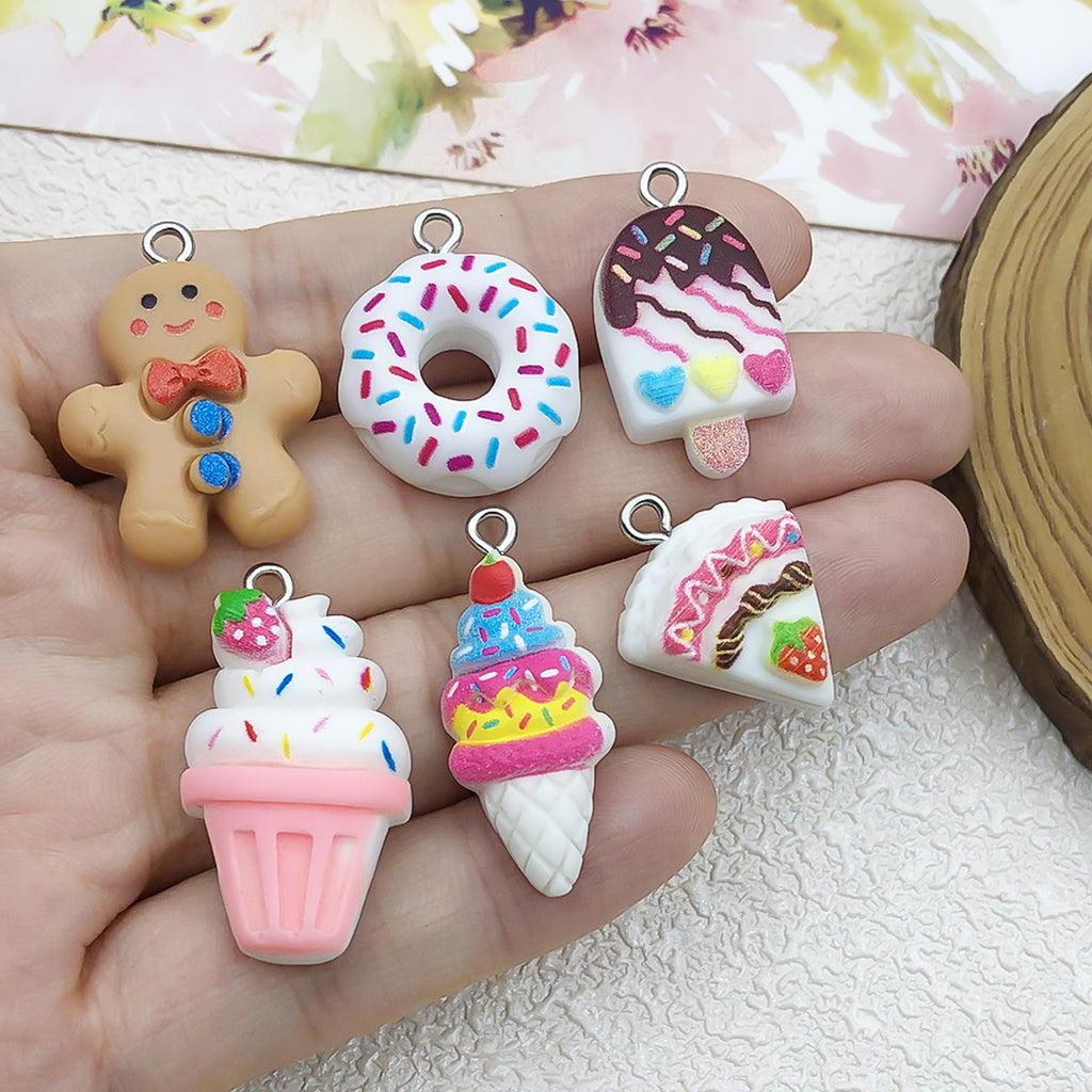 Resin 3D Milk Bottle Ice Cream charm pendants with eye loop for DIY necklaces keychains