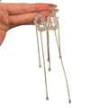 Clear Crystal Threader Chain Drop Stud Earrings With Metal Details view 5