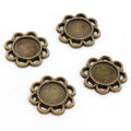 Flower-Shaped Round Bezel Components in Silver and Bronze Tones view 3