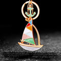 Enamel Sailboat Keychains in Gold and Silver Tone with Braided Loops view 6