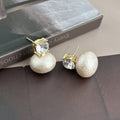 Champagne Pearl Look Square Top Statement Stud Earrings view 3