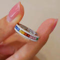 Multicolor Baguette Channel Band In Gold And Silver Tones view 2