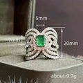 Silver Tone Green Center Openwork Wing Statement Finger Ring view 4