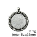 Antique Silver Scroll Border Round Cabochon Tray Pendant view 3