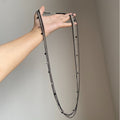 Multi Layer Black Silver Chain Necklace Crystal Beads view 2