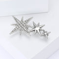 Triple Eight Point Star Rhinestone Cluster Brooch Pin view 3