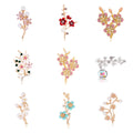 Red Gold Tone Plum Blossom Crystal Eleven Designs Metal Brooch Pin view 1
