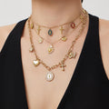 Gold Cross Medal Multi Charm Necklaces Single Or Layered view 4